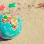 globe on sand